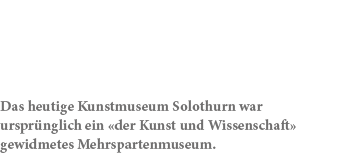 Das heutige Kunstmuseum Solothurn war urspr nglich ein «der Kunst und Wissenschaft» gewidmetes Mehrspartenmuseum.