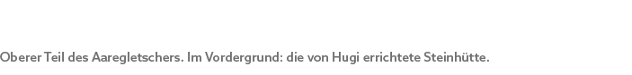 Oberer Teil des Aaregletschers. Im Vordergrund: die von Hugi errichtete Steinh tte. 