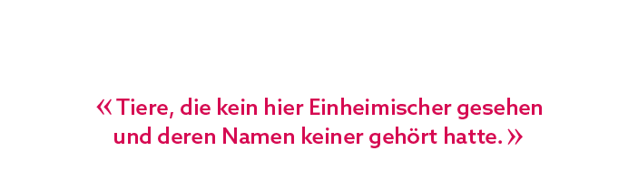 « Tiere, die kein hier Einheimischer gesehen und deren Namen keiner geh rt hatte. »