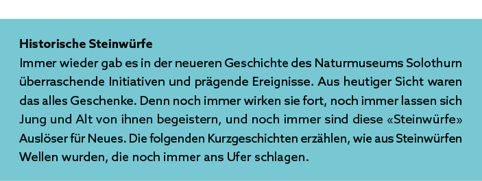 Historische Steinw rfe Immer wieder gab es in der neueren Geschichte des Naturmuseums Solothurn berraschende Initiat...