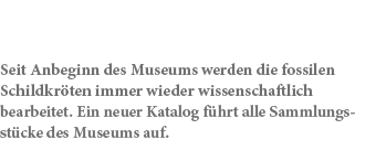 Seit Anbeginn des Museums werden die fossilen Schildkr ten immer wieder wissenschaftlich bearbeitet. Ein neuer Katalo...